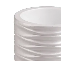 Wave bicchiere portaspazzolini poliresina bianca opaca d7.5 h11 cm