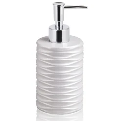 Wave dispenser portasapone poliresina bianca opaca d7.5 h17 cm