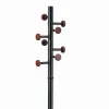 Wells appendiabiti portaombrelli ari in acciaio nero opaco e pomelli legno finitura noce h173xd30.5 cm
