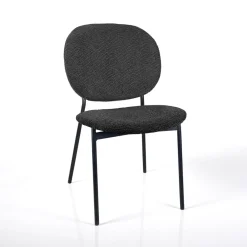 Werza Antracite sedia Imbottita tessuto antracite effetto melange struttura metallo nero opaco impilabile h81 l47 p58