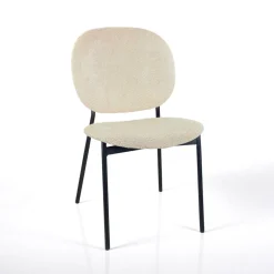 Werza Beige sedia Imbottita tessuto beige effetto melange struttura metallo nero opaco impilabile h81 l47 p58