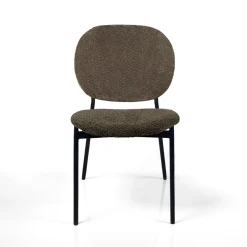 Werza Brown sedia Imbottita tessuto marrone effetto melange struttura metallo nero opaco impilabile h81 l47 p58