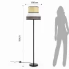 Wien lampada da terra in metallo nero opaco con paralume rivestito in tessuto grigio bianco d40 h160 cm