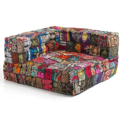 Yara black patch elemento angolare rivestimento cotone 100% patchwork nero 80x80xh40 cm