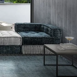 Yara blue elemento angolare rivestimento cotone 100% blu 80x80xh40 cm