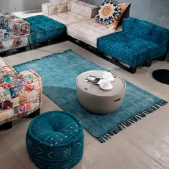 Yara blue tappeto blue programma cotone 100% blu con nappe 195x115 cm