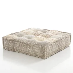 Yara brown /beige pouf quadrato in cotone marrone/beige con imbottitura tessile 80x80x20 cm