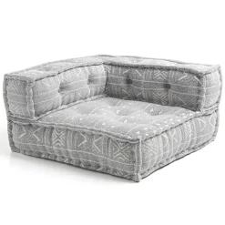 Yara grey elemento angolare in cotone grigio tinta unita con imbottitura tessile 80x80x40 cm