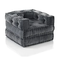 Yara grey poltrona chaise longue rivestimento velluto cotone grigio dimensioni l80 p80 h60 cm