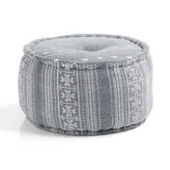 Yara grey pouf rotondo colore grigio cotone 100% d50 h30 cm