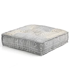 Yara grey/beige pouf quadrato in cotone grigio/beige con imbottitura tessile interna 80x80x20 cm