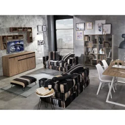 Yara high divano 2 posti tessuto effetto lana alto non sfoderabile interno in fibre cm 160x80x60