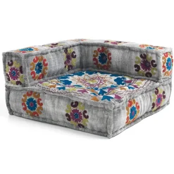 Yara light grey elemento angolare in cotone light grey con decorazioni cucite a mano 80x80x40 cm