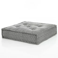 Yara optical pouf quadrato rivestimento cotone bianco dimensioni l80 p80 h20 cm (h35 con bancale)