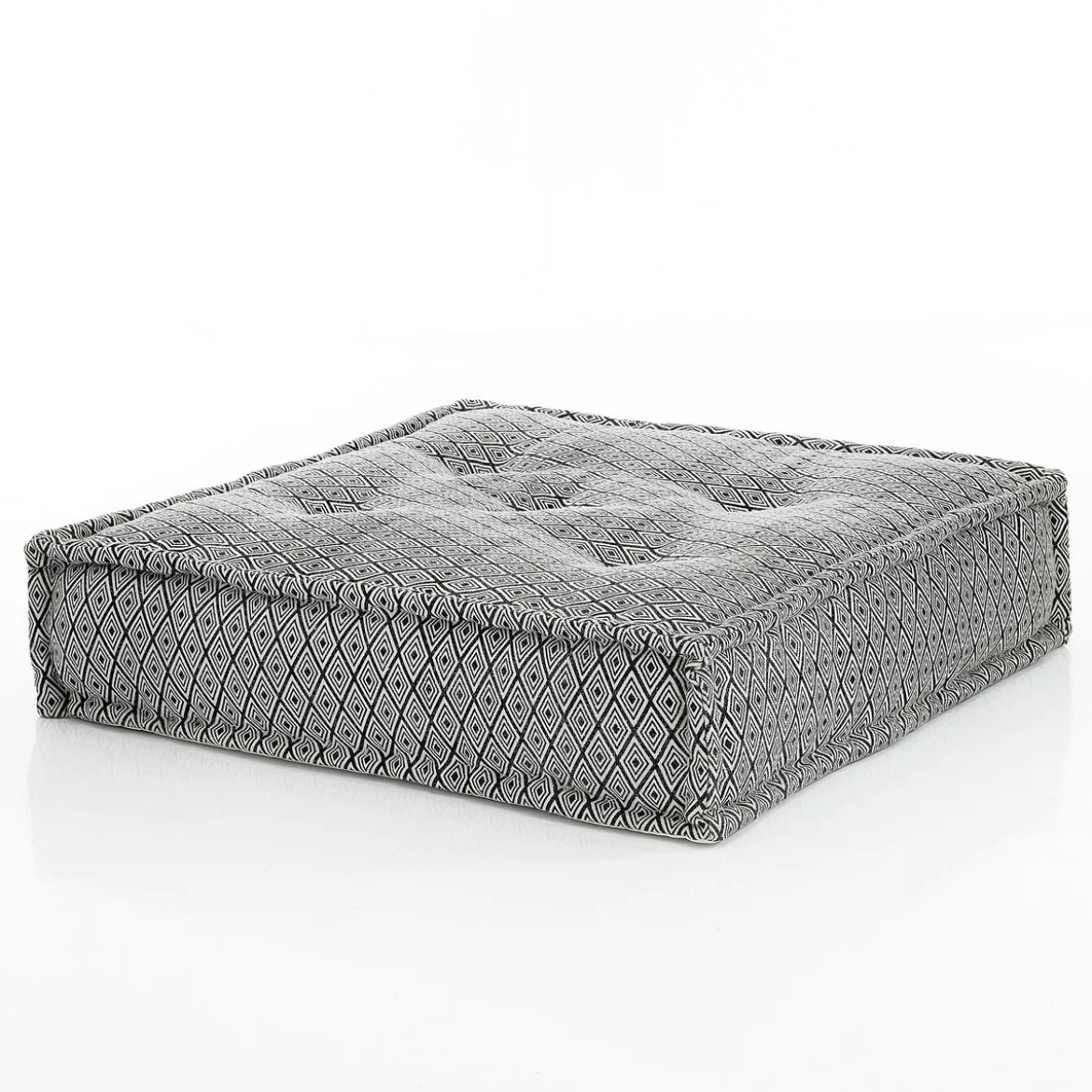 Yara optical pouf quadrato rivestimento cotone bianco dimensioni l80 p80 h20 cm (h35 con bancale)