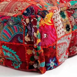 Yara red patch pouf quadrato rivestimento cotone 100% l.80 x p.80 x h.20 cm