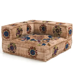 Yara sand elemento angolare in cotone sand decorato con cuciture artigianali 80x80x40 cm