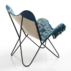 Yara sea poltrona butterfly rivestimento cotone gambe ferro nero dimensioni l80 p70 h83 cm