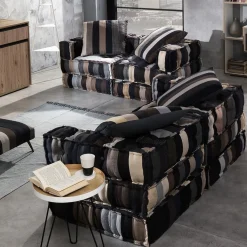 Yara stripes elemento angolare tessuto effetto lana interno in fibre di stoffe non sfoderabile 80x80x40 cm