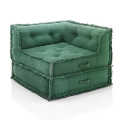 Yara waffle green poltrona chaise longue rivestimento cotone nido d'ape verde dimensioni l80 p80 h60 cm