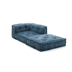 Yara waffle green poltrona chaise longue rivestimento cotone nido d'ape verde dimensioni l80 p80 h60 cm
