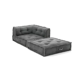 Yara waffle grey poltrona chaise longue rivestimento cotone nido d'ape grigio dimensioni l80 p80 h60 cm