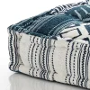 Yara white blue cuscino piccolo in cotone bianco e blu con maniglia laterale 50x50x12 cm