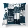 Yara white/blue cuscino cotone 100% patchwork bianco e blu 52x52 cm