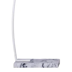 Yet lampada da terra in metallo avorio con base in marmo bianco e paralume in stoffa bianca 160x50 h205 cm