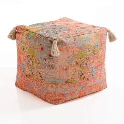 Yoa pouf quadrato rivestimento 100% cotone 45x45xh45 cm